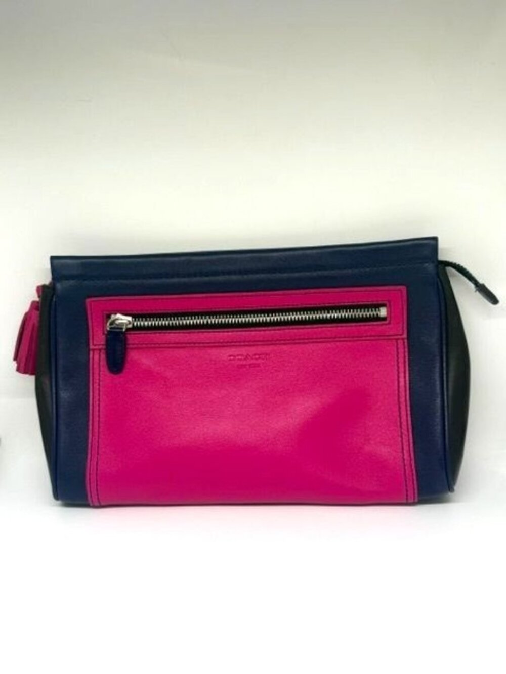 Coach Pink and Navy Leather Zip-Top Wristlet